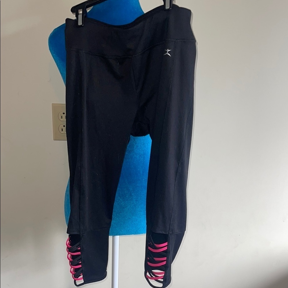 Danskin Black Leggings with Pink Accents
